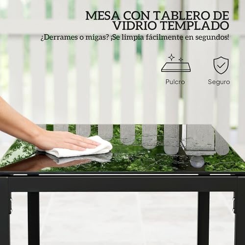Outsunny Conjunto de Jardín Exterior de 3 Piezas, Muebles Jardín Exterior de Ratán con 2 Sillas con Cojines Lavables y Mesa de Vidrio Templado, Resistente a Intemperie, para Balcón, Patio, Gris Claro - imagen 6