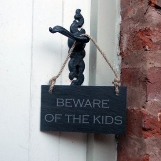 Slate Hanging Sign 'BEWARE OF THE KIDS'