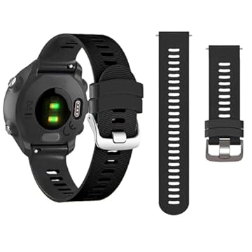 Emilydeals Pulseira de Relógio de 20 mm para Garmin Forerunner 55/245/645/Vivoactive 5/3/Vivomove HR, Silicone Macio Preto, Tamanho 15 cm a 20,6 cm