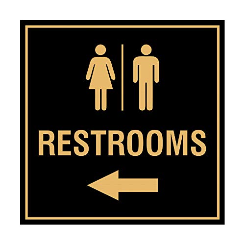 Panneau toilettes flèche gauche idéal pour guider les clients dans un restaurant ou bureau