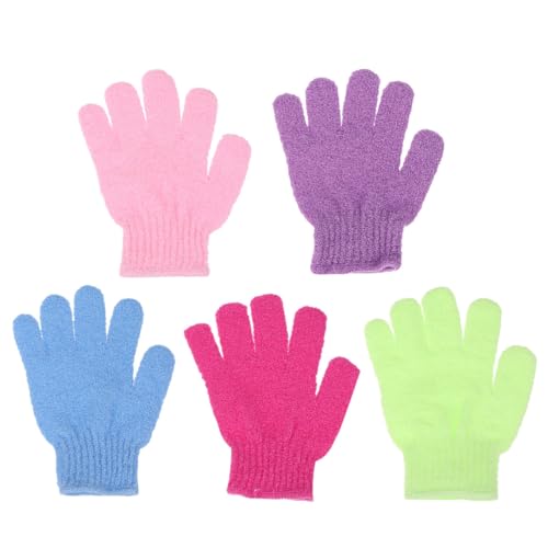 COHEALI 12 Guantes Exfoliantes de Baño de Nylon Cinco Dedos para Ducha y Spa, Remueven Polvo y Aceite, Ideales para Hombres y Mujeres Color Aleatorio