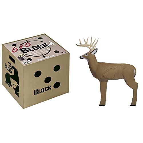 Block 6-Sided Arrow Archery Target With Polyfusion Technology, Black, 18 X 18 X 16 (B56700) & Shooter Buck 3D Deer Archery Target With Replaceable Core, Brown #TOP22