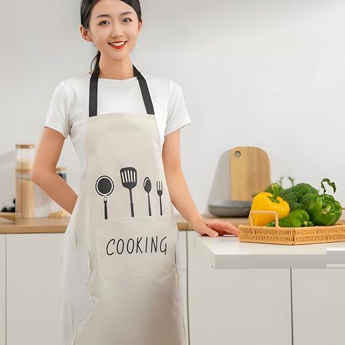 Image of Kraptick Kitchen Apron - Comfortable Cooking Waterproof Apron for Men and Women With Pocket and Side Coral Velvet for Wiping