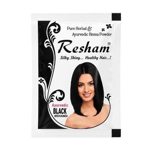 Resham Pure Herbal & Ayurvedic black Henna Mehandi Powder pack of 12-image-16