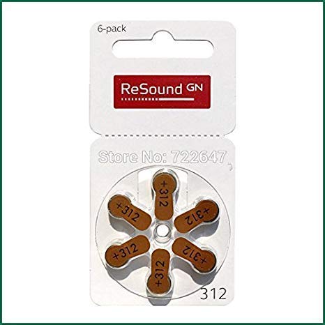 RESOUND GN Hearing Aid Battery, Size 312 (PR41) -2 Packets =12 Batteries