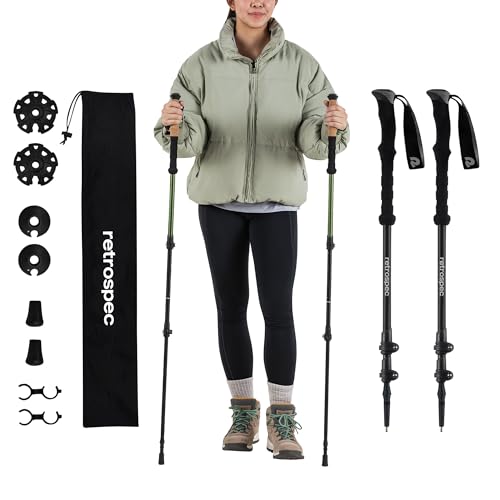 Retrospec Solstice Hiking Poles for Men & Women - Adjustable and Collapsible Lightweight Walking & Trekking Sticks - Aluminum w/Cork or Foam Grip - image 1