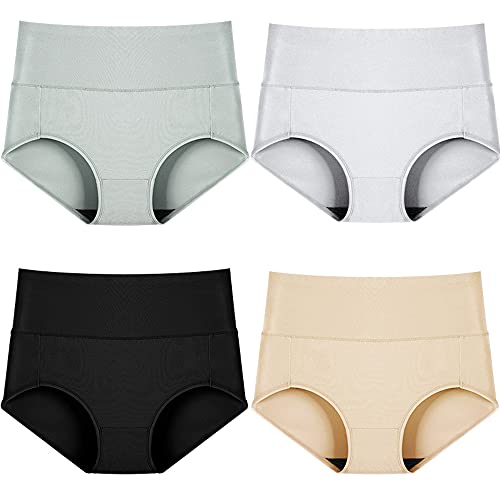 Culottes en coton femme taille haute WENJUN - Lot de 4 slips stretch doux taille XXL couleur I