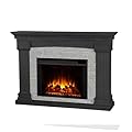 Real Flame Deland Grand Electric Indoor Fireplace with Mantel for Living Room or Bedroom, Replaceable Fireplace Insert Heater, Realistic Log and Flame Effect, Remote Control, Timer, Grey