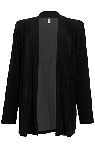 Jostar Women's Drape Cardigan Jacket - Plus Size Long Sleeve Acetate Draped Open Front Sweater 400AY Black 2X