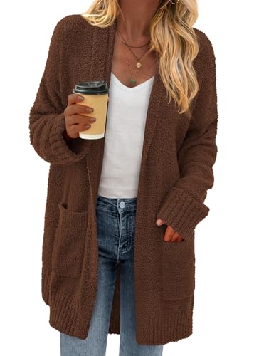 KIRUNDO Cardigan Sweaters for Women 2026 Fall Chunky Fuzzy Knit