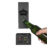 DOUBLE TJP Magnetic Bottle Opener with Cap Catcher, Wall Mounted Beer Bottle Opener Cap Collector for Fridge, Kitchen, Bar or Anywhere Like, Black