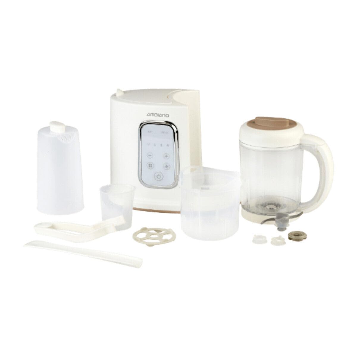 AMBIANO - Preparador de alimentos para bebés de 1 litro, cuchillo de acero inoxidable, muchas funciones, cubierta de vapor