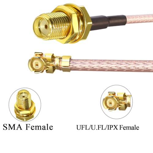 Image of TUOLNK 5PCS SMA Female to IPX U.FL RG178 Coaxial Cable, 8 inch(20cm) SMA MHF1 UFL Low Loss Jumper Extension Cable for WiFi Router, Antenna, Security Camera, GPS Devices