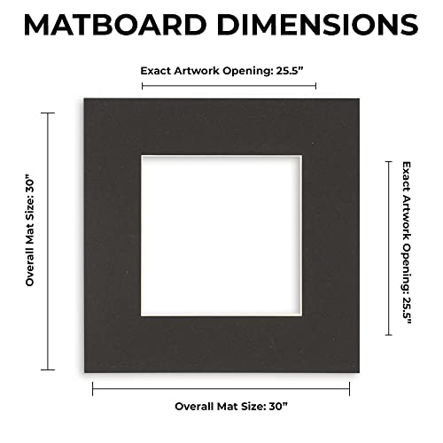 30x30 Mat Bevel Cut for 26x26 Photos - Precut Soft Pink Square Shaped Photo Mat Board Opening - Acid Free Matte to Protect Your Pictures - Bevel Cut for Family Photos, Pack of 1 Matboard Show Kit With