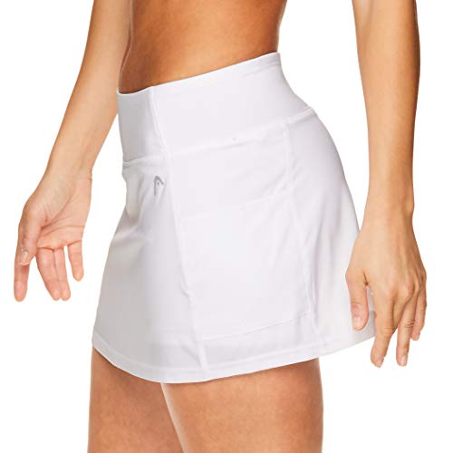 Head Women's Athletic Tennis Skirt With Ball Pocket - Workout Golf Exercise & Running Skort - Ability Stark White, Large #TOP1
