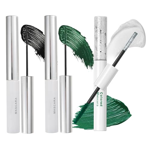 3 Unidades Ultra Fine Mascara Resistente Al Agua Y A Las Manchas Rímel De Colores Fibras Similares A La Seda Máscara Verde Punta De Pincel De Precisión(Verde Negro)