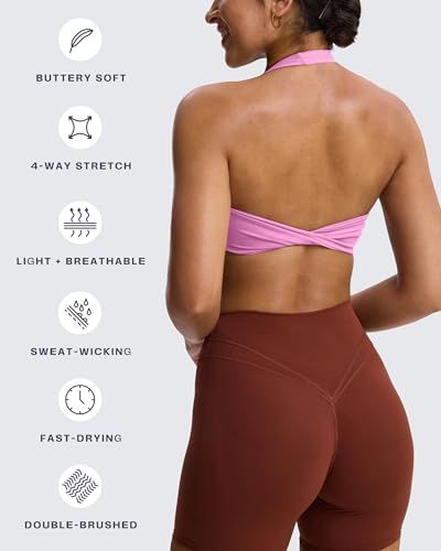 Image of Aoxjox Women's Workout Halter Sport Bras Fitness Rosie Bra Yoga Crop Tank