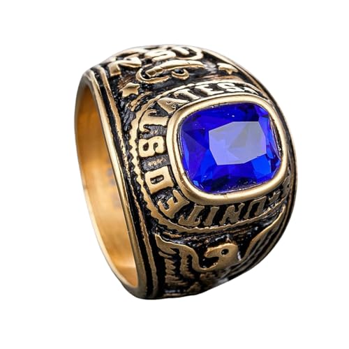 Bague en acier titane de style militaire pour homme avec pierre précieuse design tendance et unique, convient pour un usage quotidien, 12