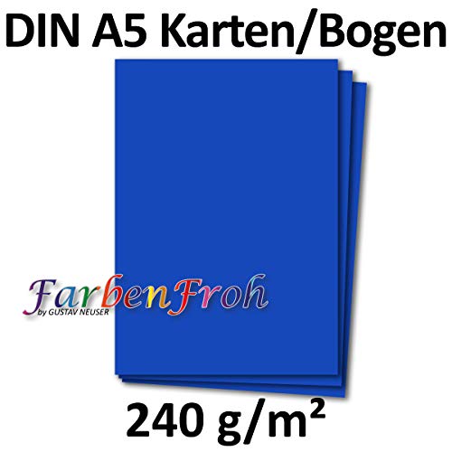 FarbenFroh 50 Sheets A5 Paper Sheet Flat Sheet Royal Blue 240gsm 14.8 x 21cm Craft Sheet Colour Paper Photo Card Color Card - Image 3