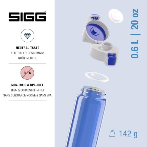 Sigg Total Color Blue Trinkflasche (0.6 L), schadstofffreie und auslaufsichere, leichte und bruchfeste Trinkflasche aus Tritan – Ansicht 3