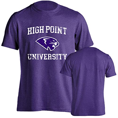 Sport Your Gear High Point Panthers Officially Licensed Distressed Retro Short Sleeve T-Shirt Game Day Tee Spirit Wear Fan Gear Apparel Purple Heather Medium