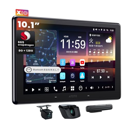 [10 �C���` QLED ���� ]ATOTOZONE X10 AI Android�J�[�i�r�C2 DIN�J�[�X�e���I�CTwinSight DVR�i�c�C���T�C�gDVR�j�C AI�G�[�W�F���g & AI�r�W�����C�����[�g�E���C�u�r���[�C7.1.2ch�I�[�f�B�I�A