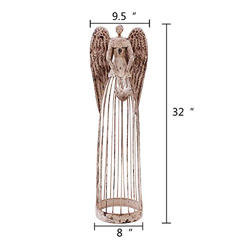 Linfevisi Garden Angel Statue Decor Rustic Metal Angel Sculpture Garden Yard Art Heavenly Home Decor Antiqued Accent Housewarming Garden Gift (Heart) #TOP5