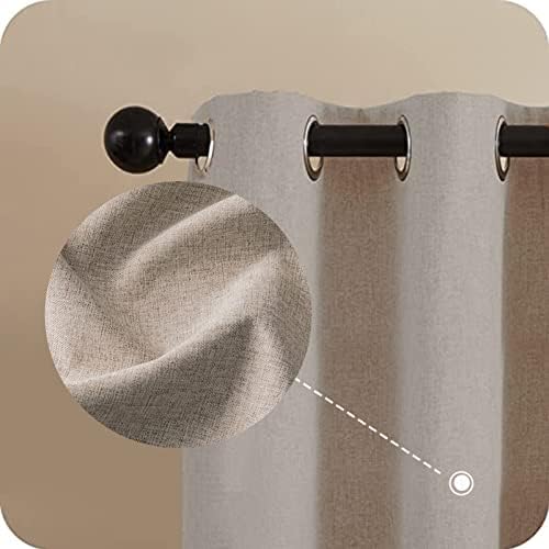 MRTREES Blackout Curtains Eyelet 100% Blackout Baby Blue Short Thermal Curtain 54 Drop Noise Reducing Curtains 2 Panels Linen Curtains Natural for Living Room Bedroom 46x54 Inch 117x137cm