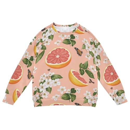 JUNZAN Fresh Grapefruit Fruit Peach Kids Girls Sweatshirts Hoodies Crewneck Kids Hoodies Boys Sports 4T