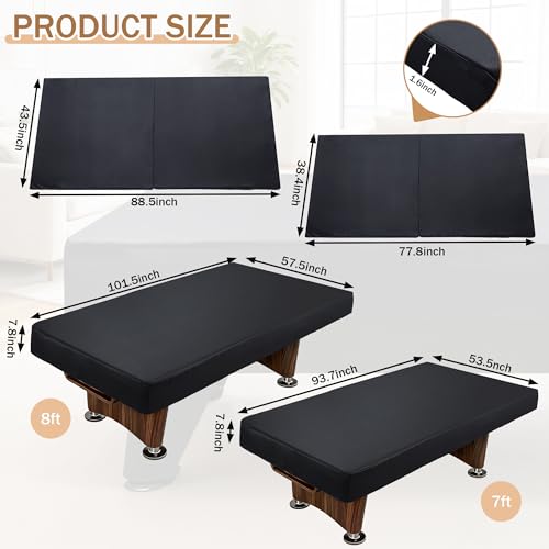 BALAPET Heavy Duty Leatherette Pool Table Cover and Insert Mat Set, Waterproof & Tearproof Indoor & Outdoor Billiard Table Cover, Foldable Foam Pool Table Insert for Table Conversion Topper(7FT) - Image 2