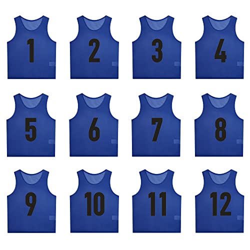 SHIJIXING 12 Pack（1-12） Numbered Pinnies/Scrimmage Vest/Team Practice Jerseys for Basketball,