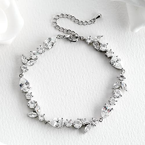 Sweetv Cubic Zirconia Tennis Bracelet For Bridal Wedding Prom Jewelry, Crystal Rhinestone Bracelets For Brides, Bridesmaid, Women #TOP4