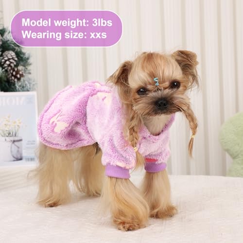 Pull pour chien de petite taille violet en polaire XS - 8