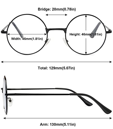 MAGIMODAC Vintage Retro Reading Glasses Metal Anti Blue Light Blocking Round Readers Eyeglasses Eyewear for Ladies Women Men 1.0/1.5/2.0/2.5/3.0/3.5/4.0 (Black - Image 3