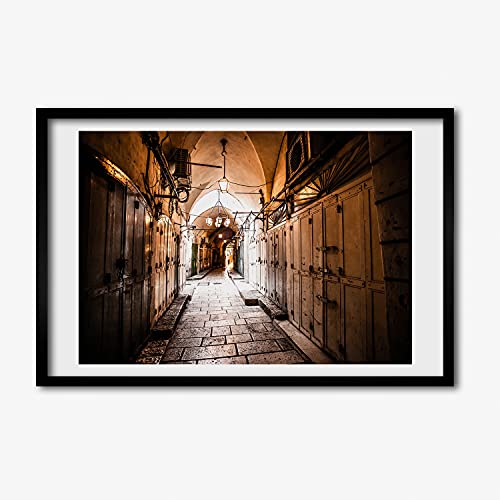 Cadre photo 60x40 cm Tulup en bois MDF avec affiche moderne tableau Jerozolima