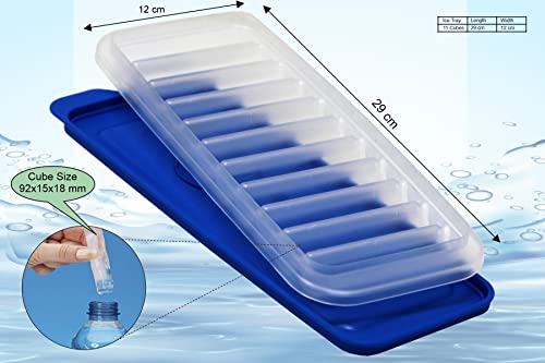 SignoraWare Narrow Stick BPA Free Plastic Twist Easy Ice Tray | Flexible Material |Easy to Release |Dishwasher Safe | Suitable Ice Stick Shape That Will fit into The Water Bottle (11 Cubes | Blue)