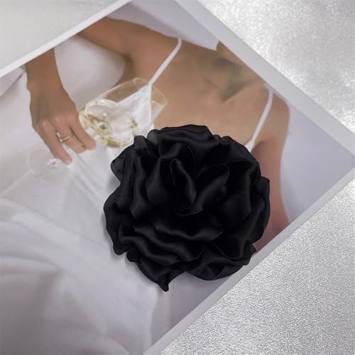 Image of Dainty Peony Rose Flower Brooches Lapel Pins Delicate Elegant Fabric Flowers Brooch Pin for Women Flower Corsage for Wedding Party Accessories Jewelry Gifts100mm