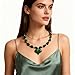 YUJIE Christmas Dark Green Acrylic Heart Pendant Necklace,Statement Chunky Irregular Bead Chain Jewelry for Women,Xmas Festive Fashion Accessory