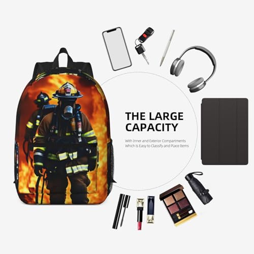 Mochila universitaria EdWal negra con estampado de bombero 7