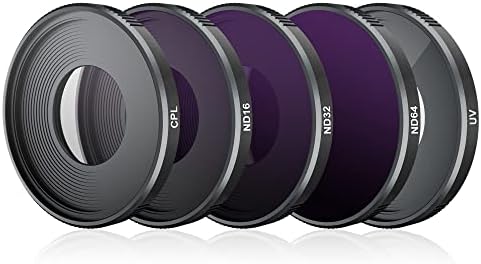 Tomat ND Filters Set for DJI Osmo Action 3 Camera Accessories, 5-Pack CPL/ND16/ND32/ND64/UV Set(Aluminum Version)