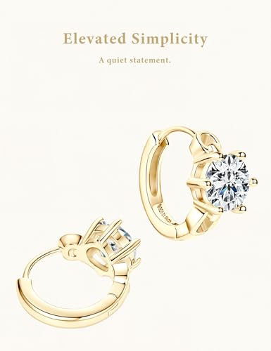 Moissanite Hoop Earrings for Women, 2 Carat per Pair, D Color Lab Created Diamond Alternative, Hypoallergenic 18K Gold Vermeil Sterling Silver | Fine Jewelry Gift for Her3