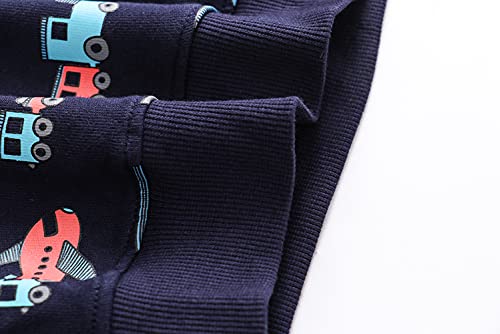 Image of Akyzic Toddler Boys Sweatshirts Cotton Crewneck Truck Shirt Dinosaur Long Sleeve Pullover Tops Tees 2-8T