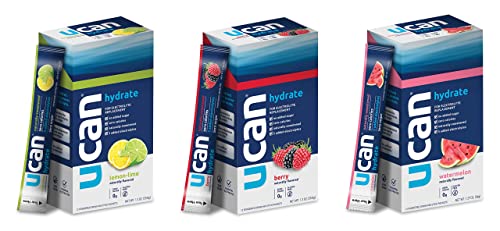 Ucan Lemon Lime, Berry, & Watermelon Hydrate Stick Pack Bundle - Great For Running, Training, Fitness, Cycling, Crossfit & More | Sugar-Free, Vegan, & Keto Friendly Energy Supplement #TOP5