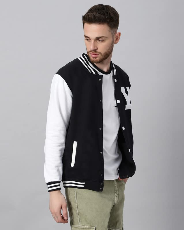 Image of BE SAVAGE Men's Cotton Blend Standard Length Varsity Jacket