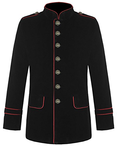 Image of Gothic Steampunk Military Army Officer Style Pea Coat Jacket (L, Black)