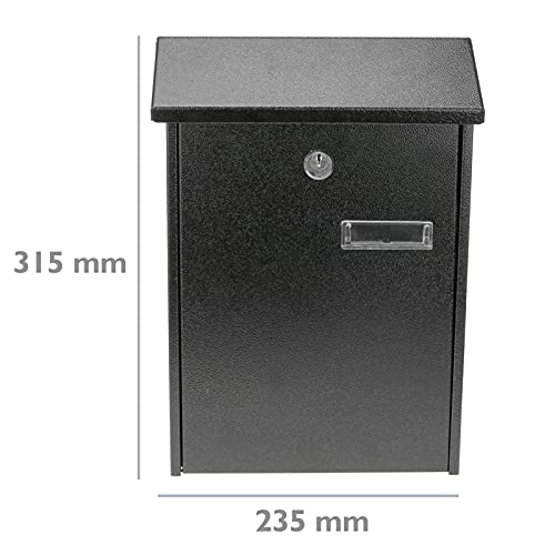 PrimeMatik - Metalen brievenbus voor brieven en post in zwarte kleur 235 x 75 x 315 mm - Afbeelding 3