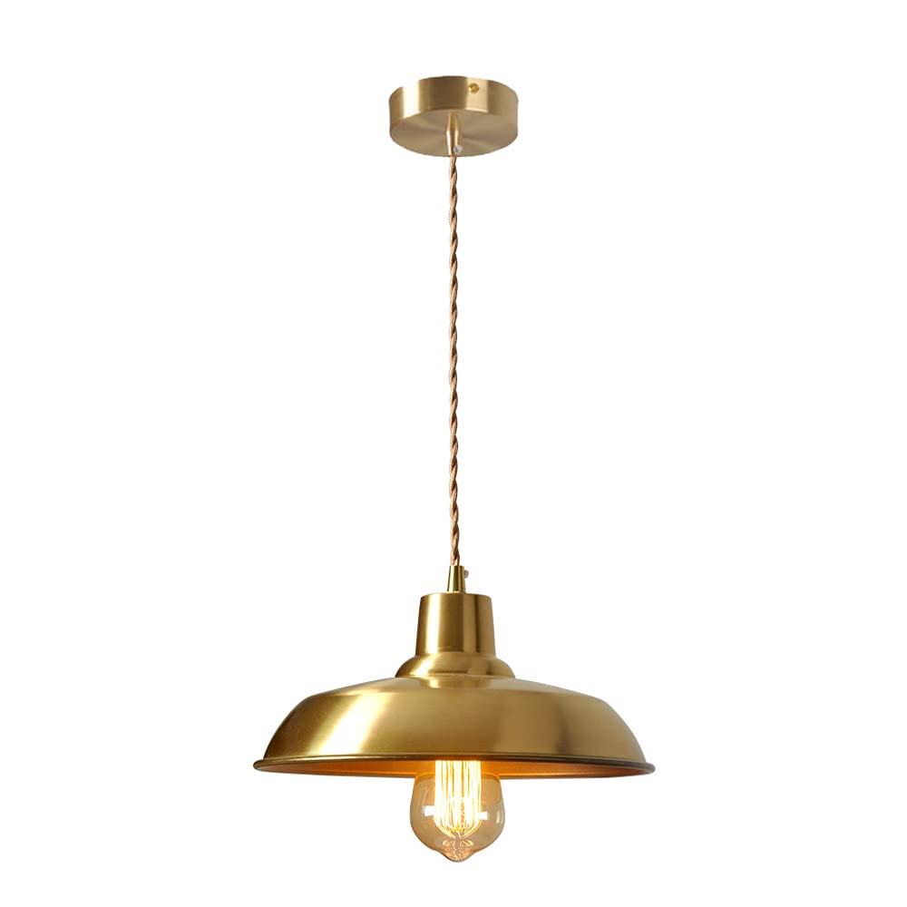 FYZDLAOR Retro Pendant Light,Brass Pendant Ceiling Fixture,Adjustable Length Chandelier,for Farmhouse Kitchen Island Dining Room Hallway Interior（E27）