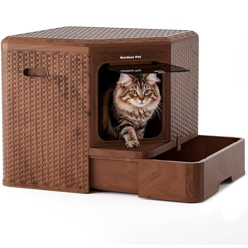Gradner Pet Maison de Toilette pour Grand Chat, Bac à Litière pour Chat XXL Anti Odeur, Caisse Litière Fermée pour - Compartiment Inférieur Amovible pour...