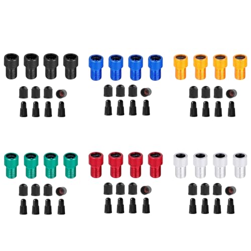 Image of 4Pcs Presta to Schrader Bike Valves Adaptor Aluminum Alloy Converter with Valves Caps, Universal Fit for Bicycle, Silver