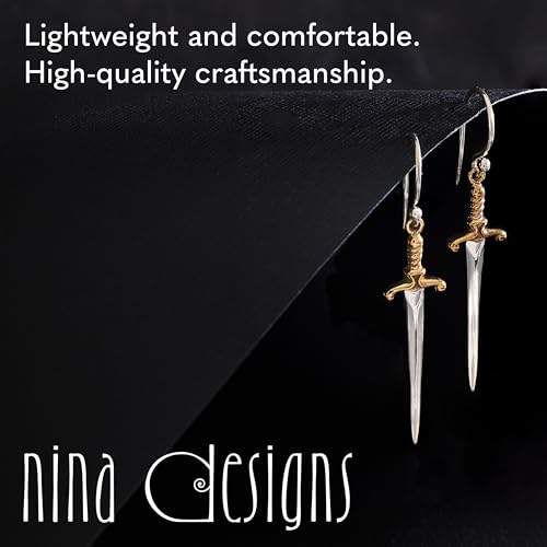 Nina Designs Sterling Silver Earrings - Dangle Earrings 925 Sterling Silver Earrings for Women, Dangle Earrings for Women, Mixed Metal Earrings3